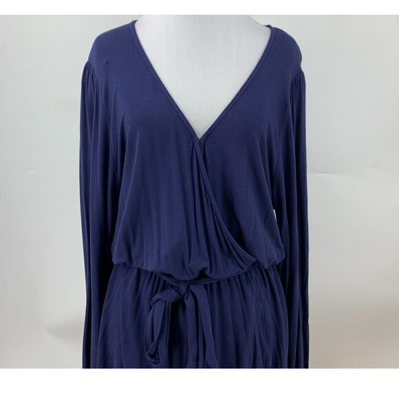 BP. Long Sleeve Faux Wrap V-Neck Dress Size XS/Extra Small Navy Blue Salute NWT - Picture 3 of 7